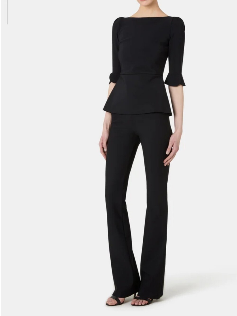 Chiara Boni La Petite Robe Made In Italy Black Flare Ponte Pants Size 48/M